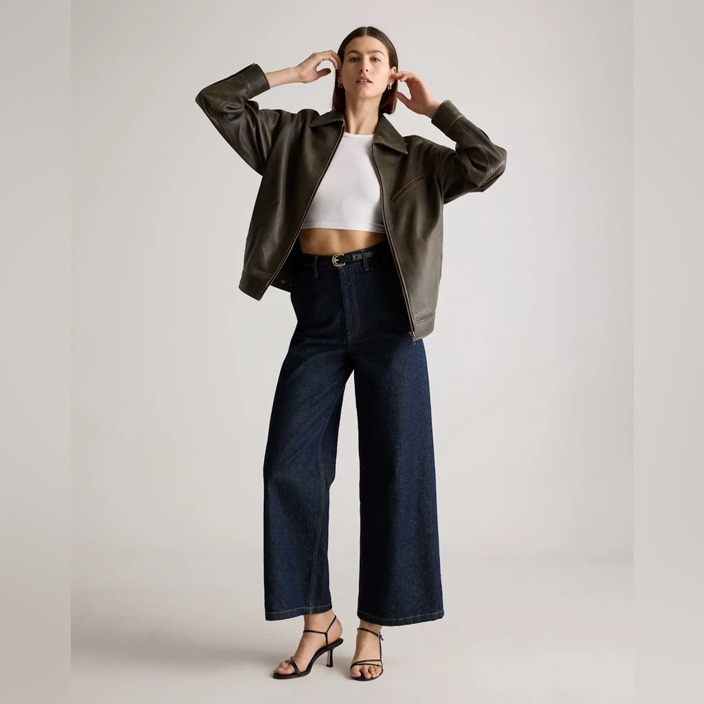 100% Leather Oversized Bomber Jacket - Picture 2 of 6